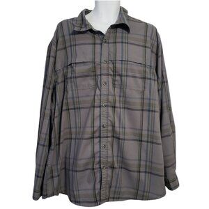 Magellan Outdoors Mens 3XL Shirt Vented Back Underarms Pockets Long Sleeve Plaid